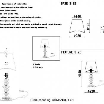 Настольная лампа интерьерная Crystal Lux ARMANDO LG1 GOLD