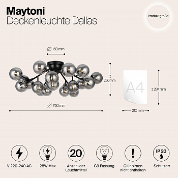 Светильник потолочная Maytoni MOD545CL-20B